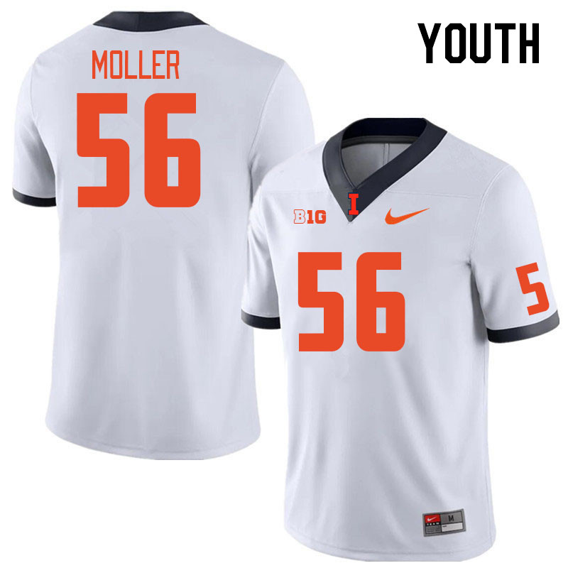 Youth #56 Magnus Moller Illinois Fighting Illini College Football Jerseys Stitched Sale-White